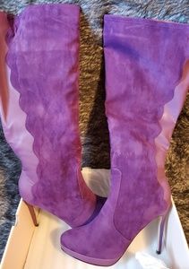 Purple heeled boots